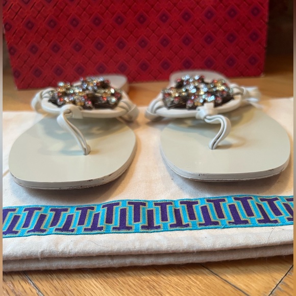 Tory Burch Crystal Embellished Square Toe Miller Sandals - Picture 5 of 11